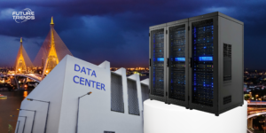 ภาพประกอบสื่อถึงโครงสร้างพื้นฐาน Data Center สมัยใหม่ใจกลางย่านธุรกิจพระราม 9 ขับเคลื่อนเศรษฐกิจดิจิทัลและ AI ของประเทศไทย